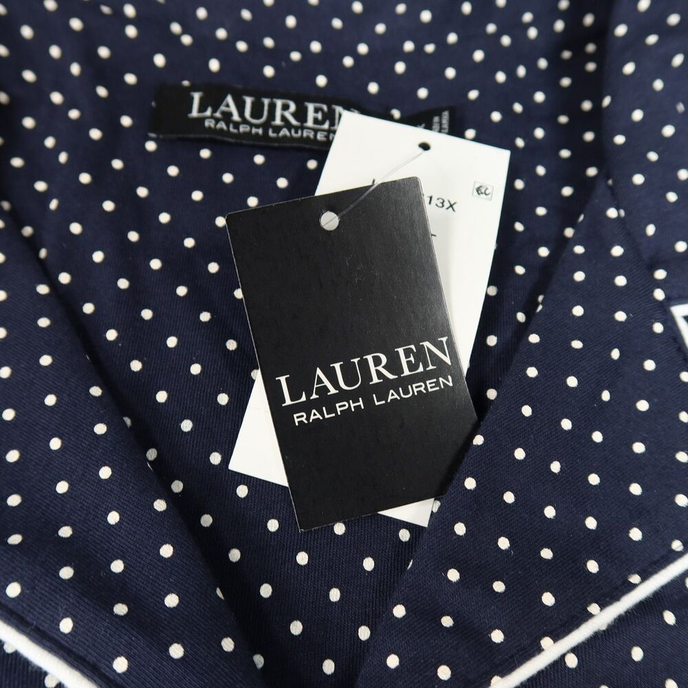 Lauren Ralph Lauren Women's Plus Size 2XL Pajama Shorts Set Navy Polka Dots NWT - Picture 13 of 16